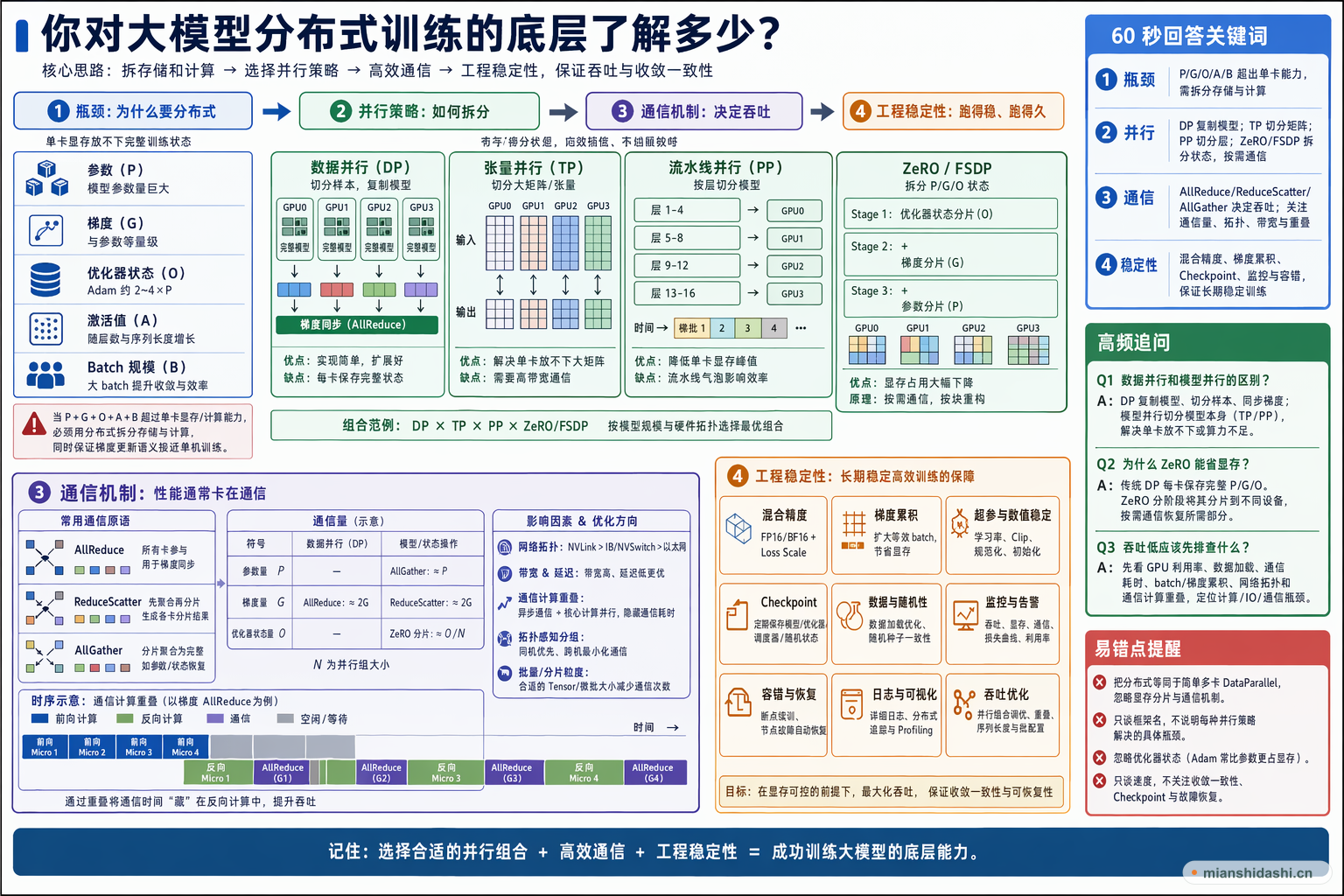 你对大模型分布式训练的底层了解多少？的结构化图解