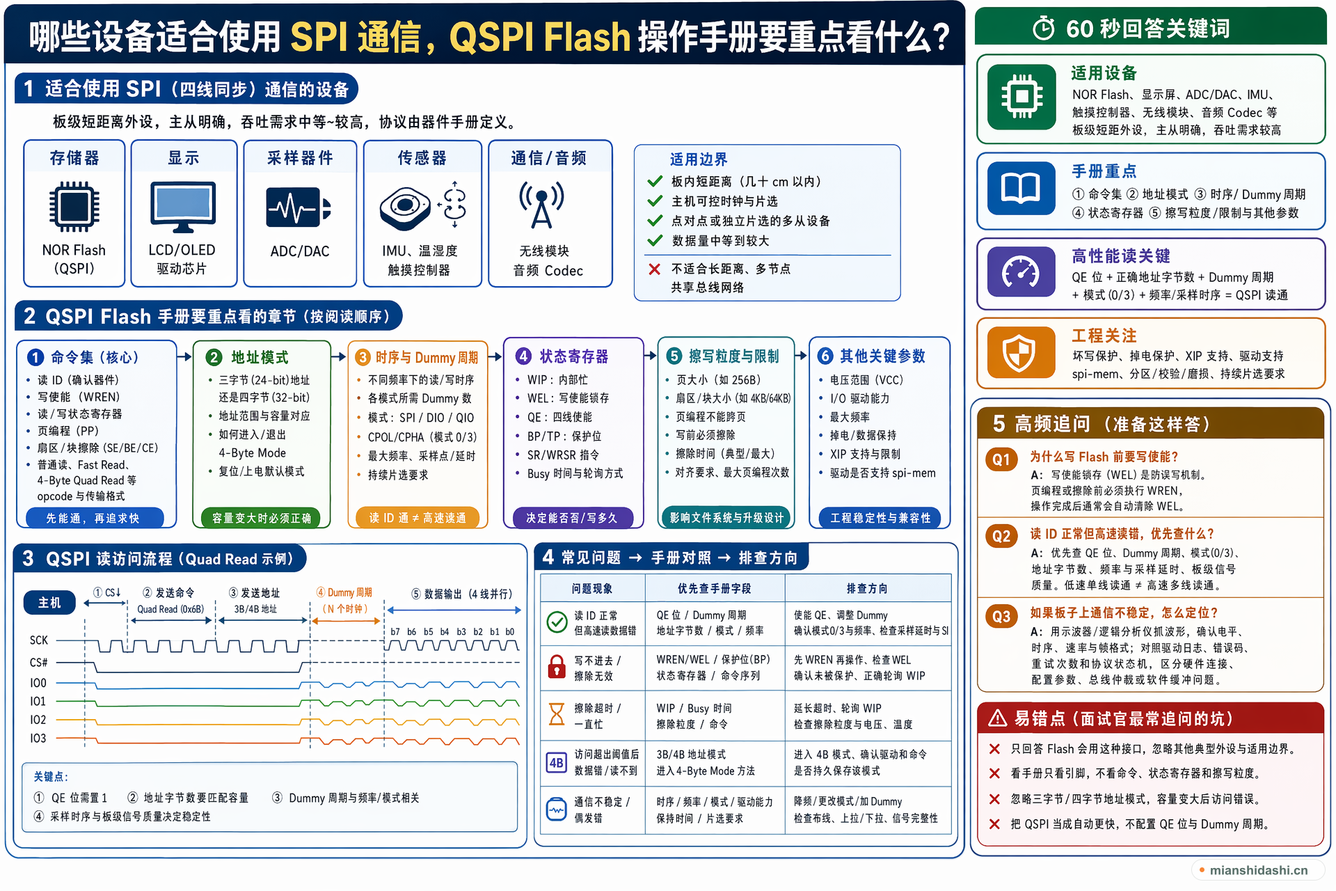 哪些设备适合使用 SPI 通信，QSPI Flash 操作手册要重点看什么？的结构化图解