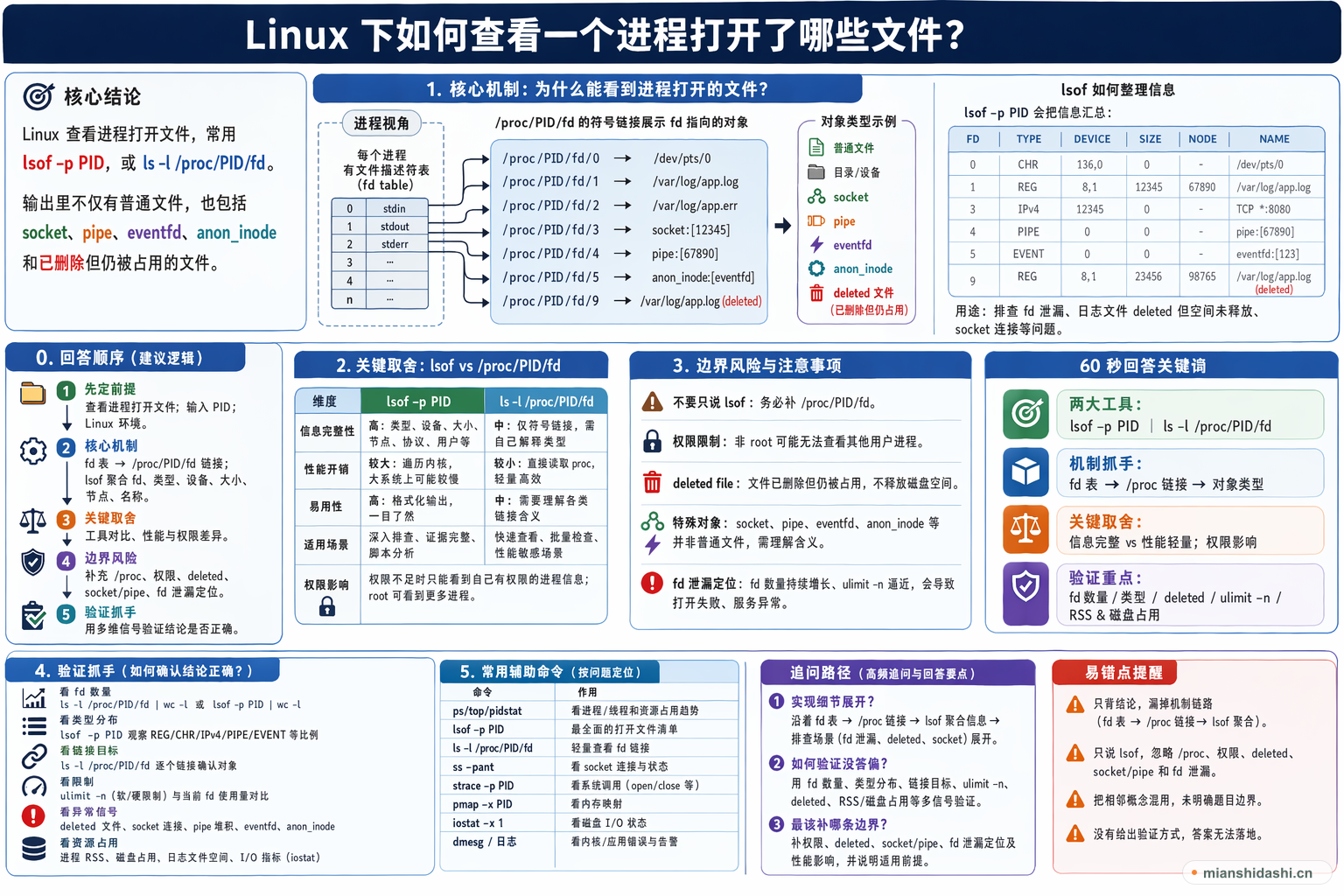 Linux 下如何查看一个进程打开了哪些文件？的结构化图解